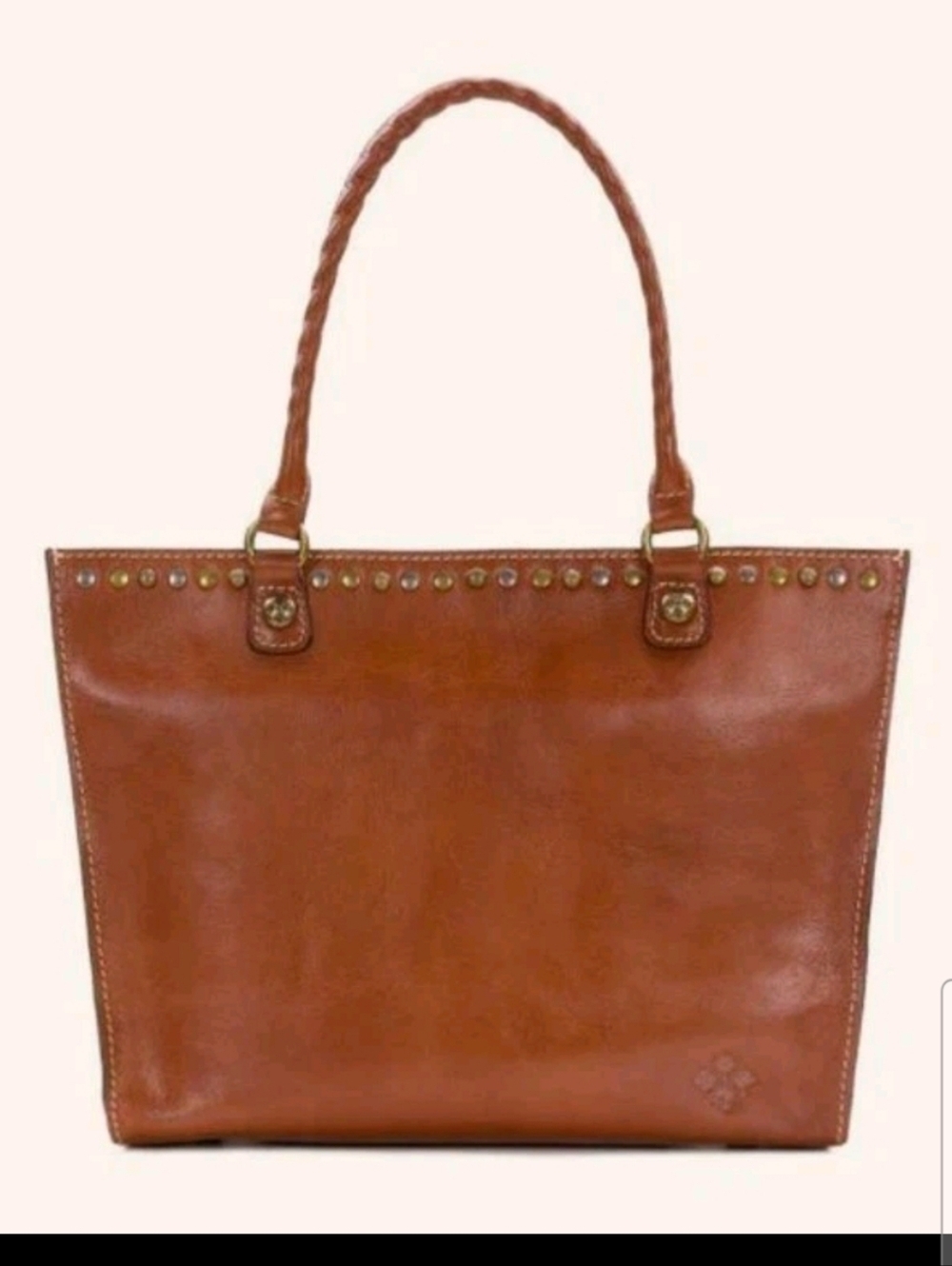 Patricia Nash Brown Leather  Zancona Heritage Studded Handle Bag Tote